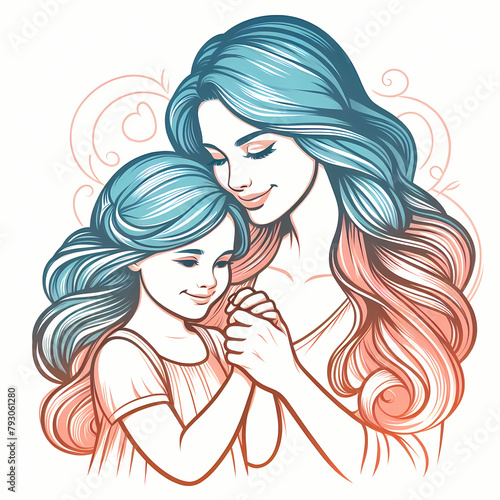 Mother and Child Sharing a Moment mothers day design Illustration with white background