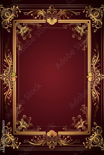 Gold Frame on Red Background