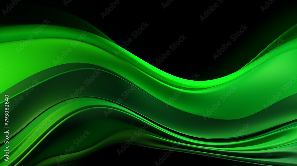Fluid neon green wave on black background сreated with Generative Ai Fluid neon green wave on black background сreated with Generative Ai
