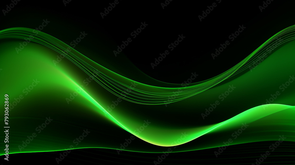 Fluid neon green wave on black background сreated with Generative Ai Fluid neon green wave on black background сreated with Generative Ai