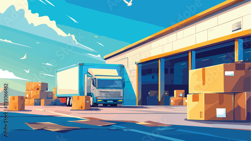 Transportation delivery service box warehouse isola photo