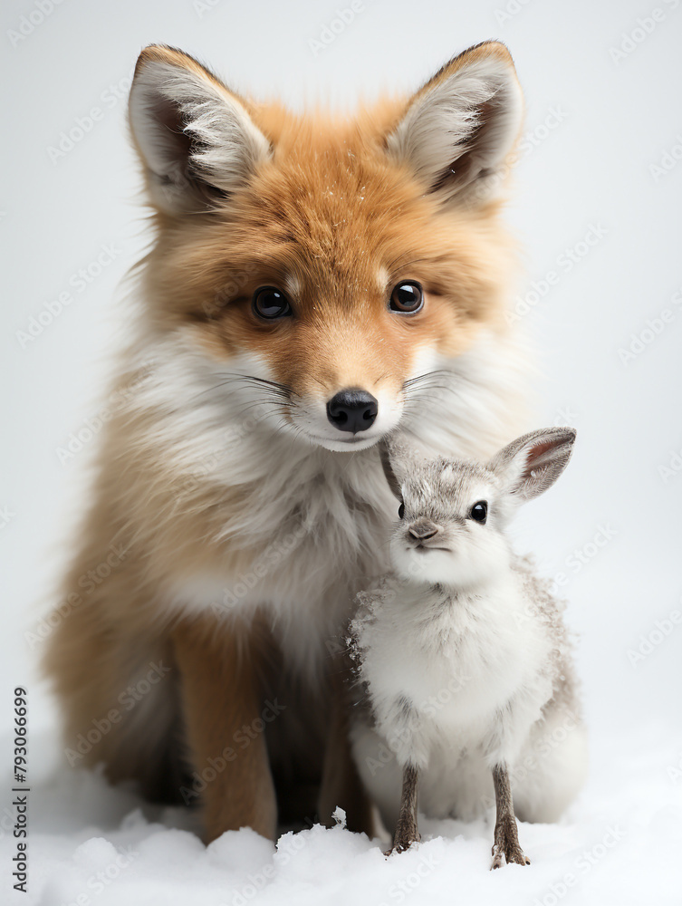 Fototapeta premium animals, ultra realistic, white background сreated with Generative Ai