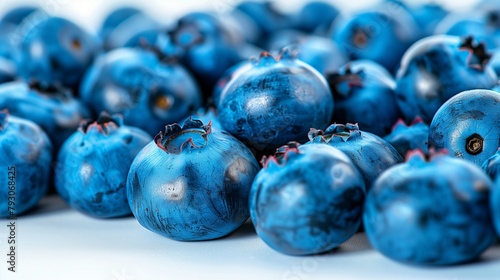 Deep Blue Blueberries on Bright White - Fresh Berry