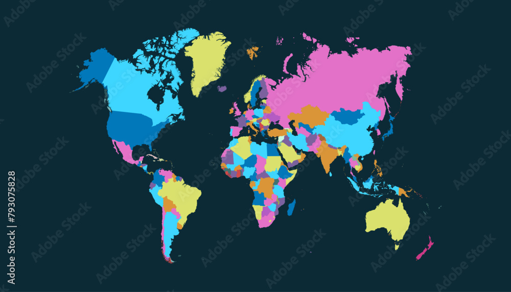 World map. Modern color vector map. Silhouette map	
