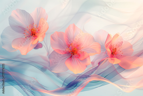Delicate blossoms in soft hues emerge with an ethereal grace