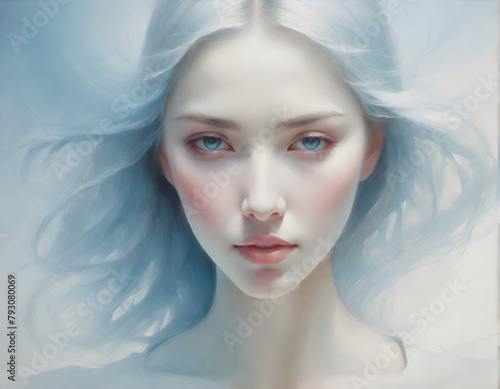 Blue Gaze: Portrait of a Beautiful Girl with Striking Blue Eyes