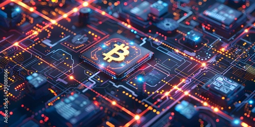 Futuristic Bitcoin and Blockchain Technology Infographic Design Background