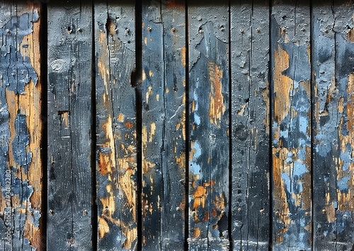 Close-up view of a wooden wall with peeling paint