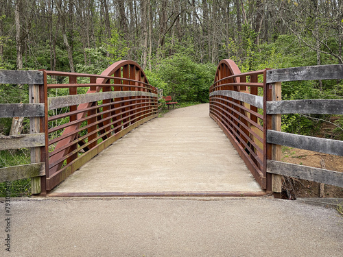 Pedestrian bridge crossing West Hickman creek in Veterans park of Lexington, Kentucky
