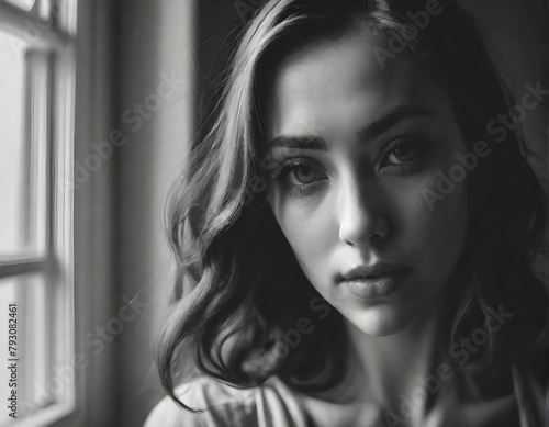 Shadows and Light: Black and White Portrait of a Beautiful Girl