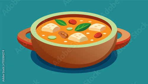 A warm hearty bowl of artisan bread soup made from dayold bread vegetables and a flavorful broth..