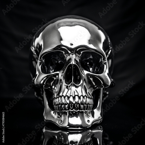 light skull 4k high contrast hard lighting black and white photography with dark background сreated with Generative Ai