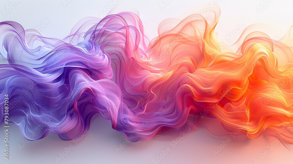 colorful wavy and transparent silk finish smoke in white background with clean look