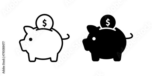 Piggy Bank Icon Set. for mobile concept and web design. vector illustration