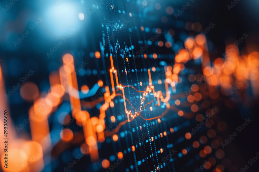 Obraz premium Abstract Financial Data Analysis Graph on Screen