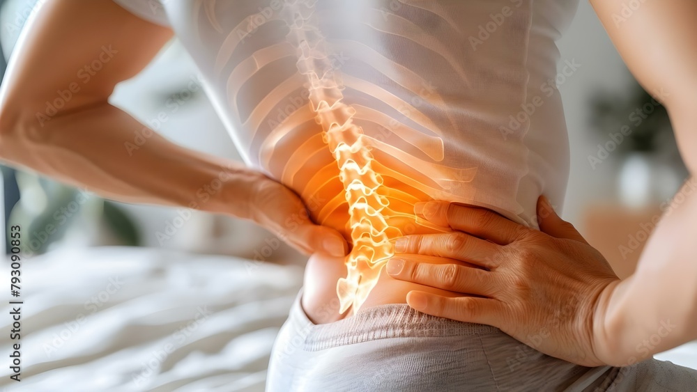 Ilustração do Stock Person with sciatica grabbing lower back leg