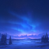 Gorgeous Northern Lights Shimmering Above Snowy Landscape