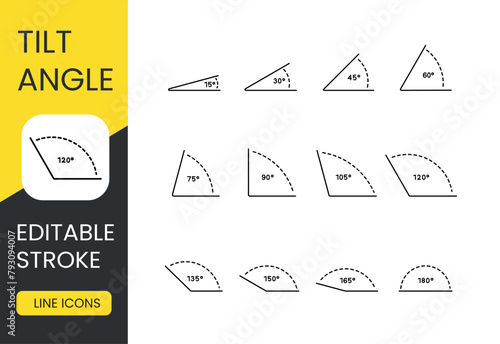Angle vector line icon set with editable stroke