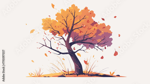 Tree with no leaves 2d flat cartoon vactor illustra
