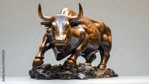 Financial bull statue symbolizes market collapse in 1929 economic crisis style. Concept Economic History, Financial Symbols, Stock Market Crash, Bear and Bull Market, 1929 Economic Crisis
