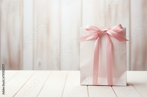 White Gift Bag With Pink Ribbon