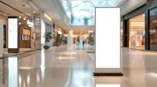 Roll up mockup poster stand in an shopping center