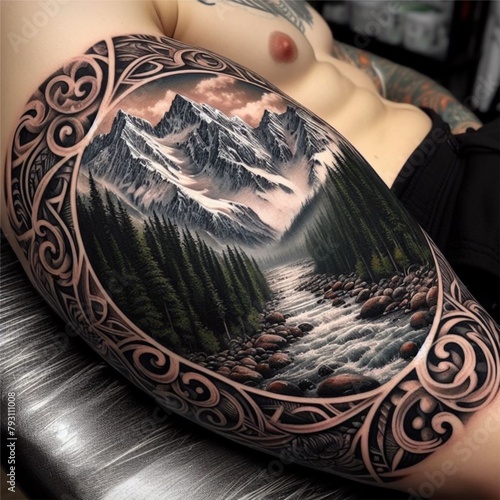 Landscape mountains and forest