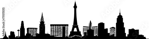 2D View of Las Vegas, Simple Silhouette Skyline of Las Vegas City