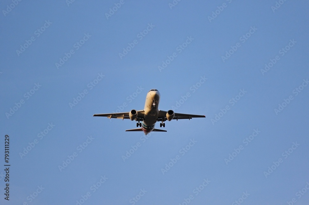 Beautiful airplane in the sky. High quality photo Beautiful airplane in the sky. High quality photo