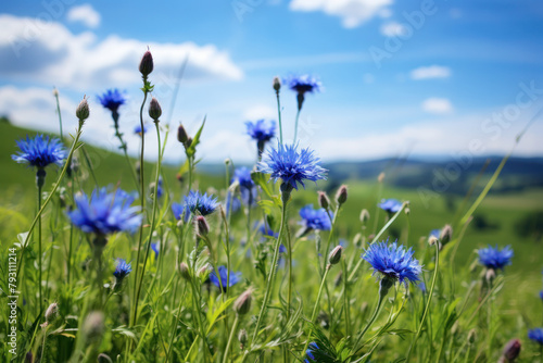 Field of Blue Flowers Under Sunlight