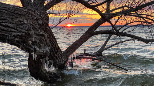 Lake Mendota in Madison Wisconsin at Sunset in Spring photo