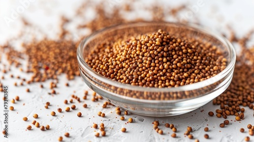 Whole Grain Mustard Seeds on Bright White - Detailed Condiment