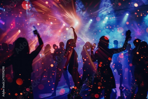 silhouette of people dancing in the nightclub