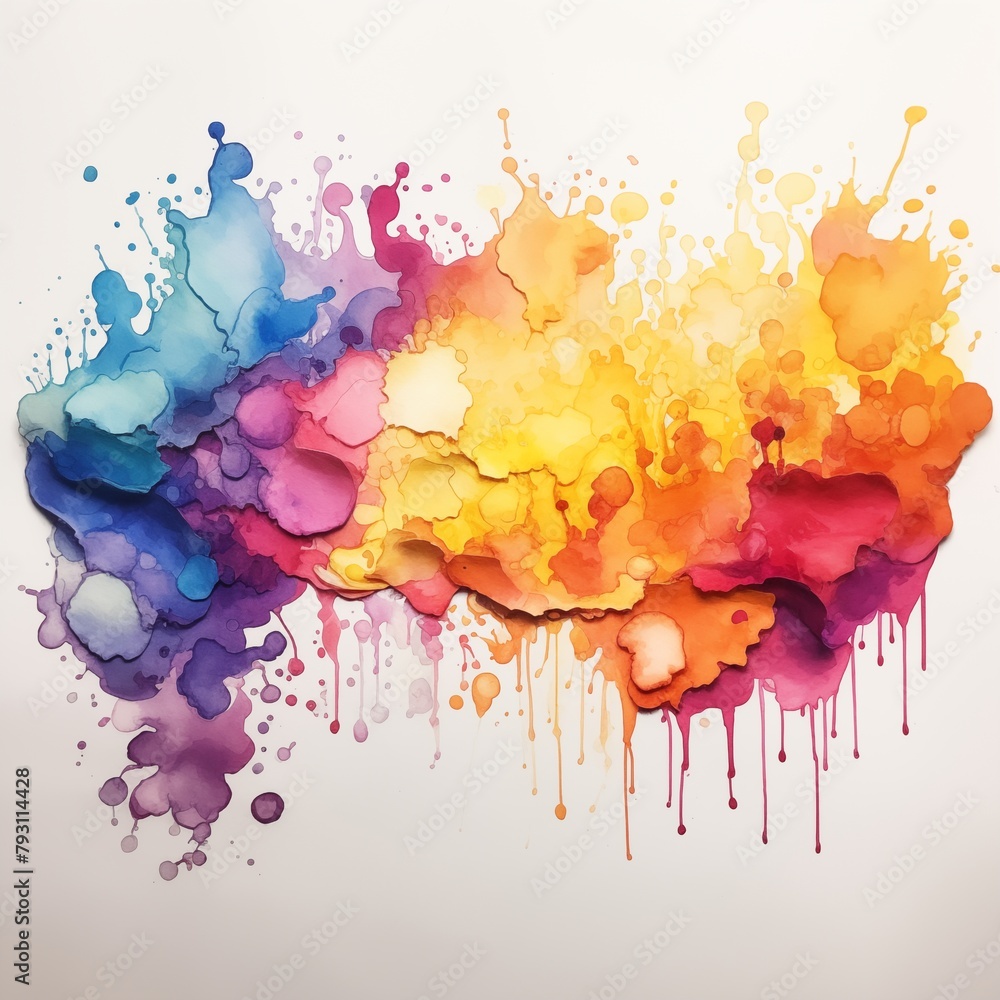 Fototapeta premium Vibrant Watercolor Paint Splatter on a White Background