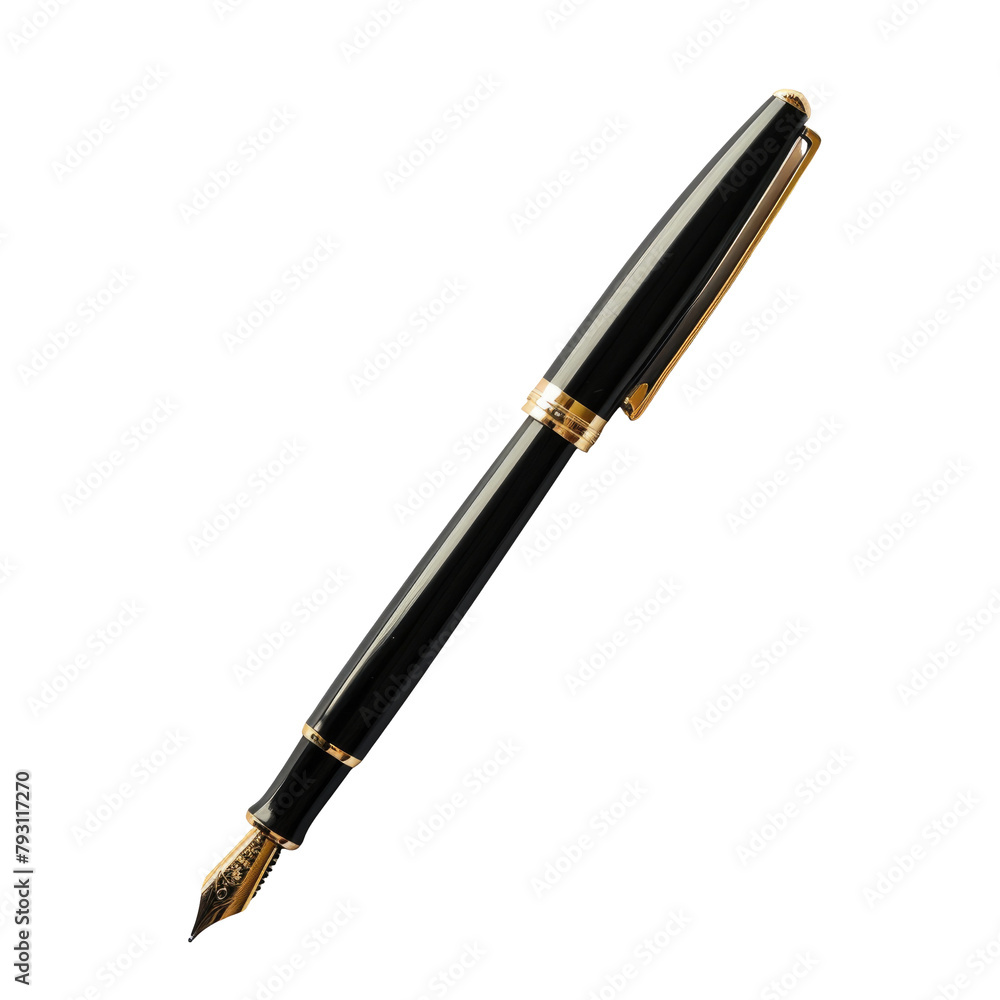 A solitary pen and papers set against a transparent background A solitary pen and papers set against a transparent background