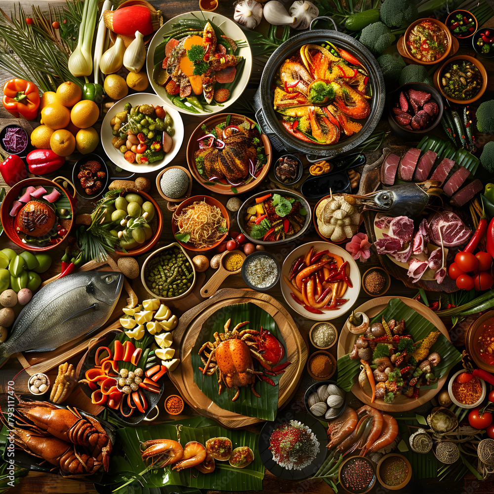 A Colorful Display of Regional Culinary Traditions: From Spicy Dishes to Seafood and Fresh Produce