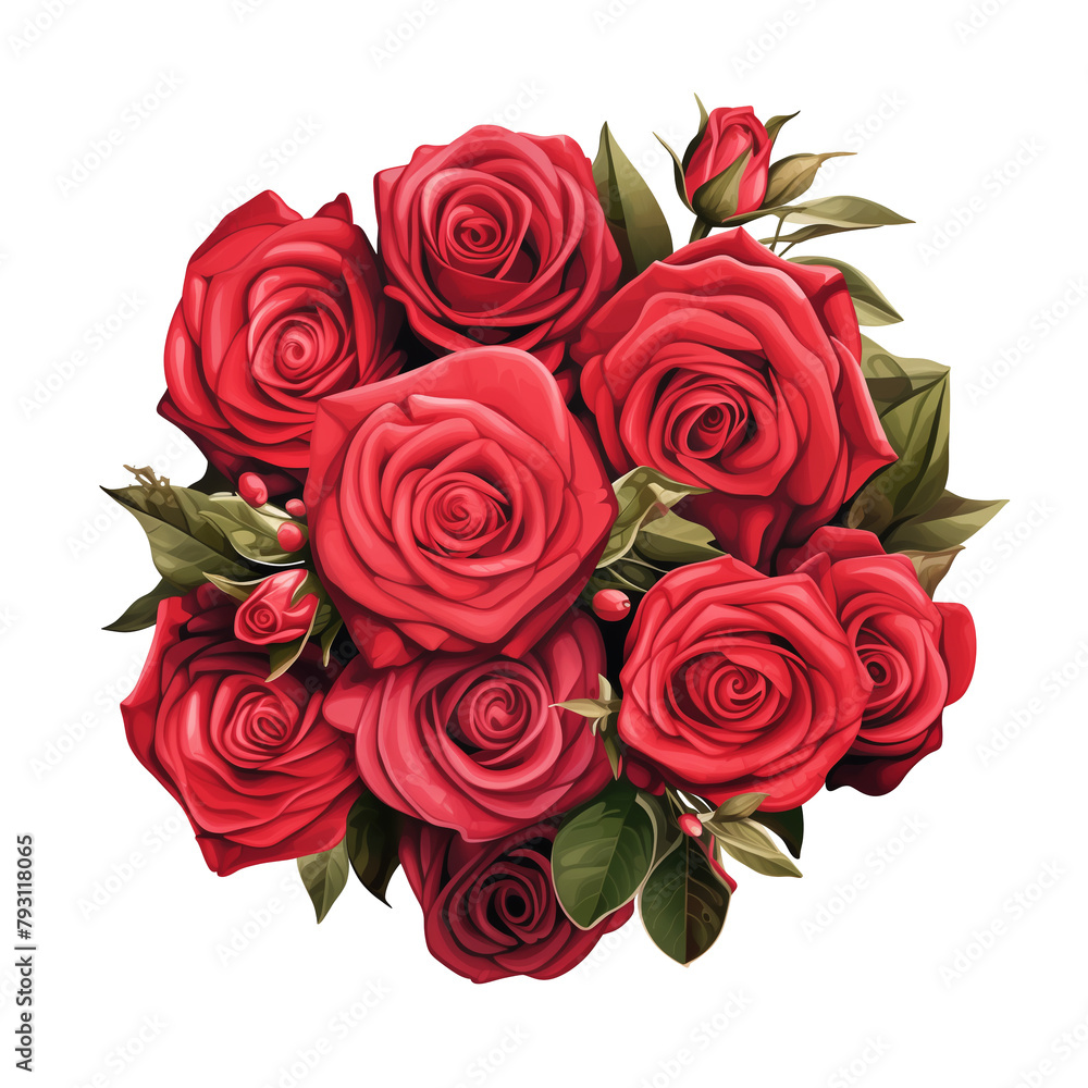Obraz premium isolated illustration of bouquet of red roses