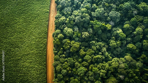 Contrast of cultivation and wild nature from above