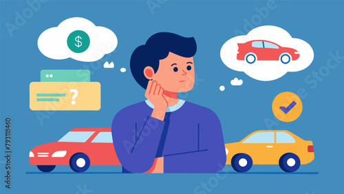 An individual considering whether to use credit or debit to pay for a car repair weighing the potential effect on their credit score versus the