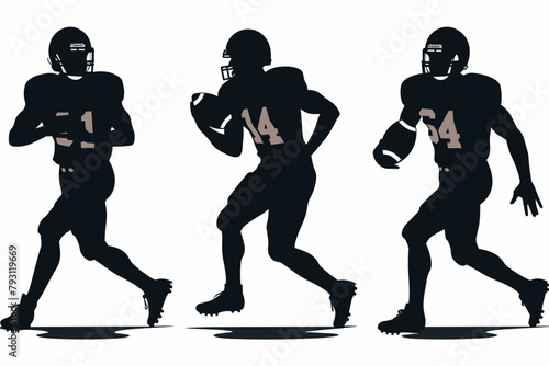 American Football Player Silhouette vector pack various pose set