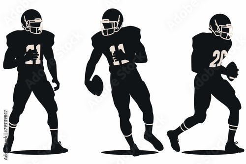 American Football Player Silhouette vector pack various pose set