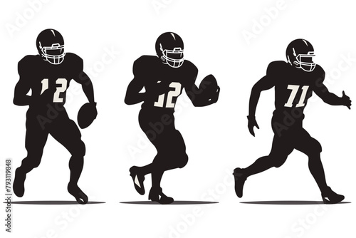 American Football Player Silhouette vector pack various pose set