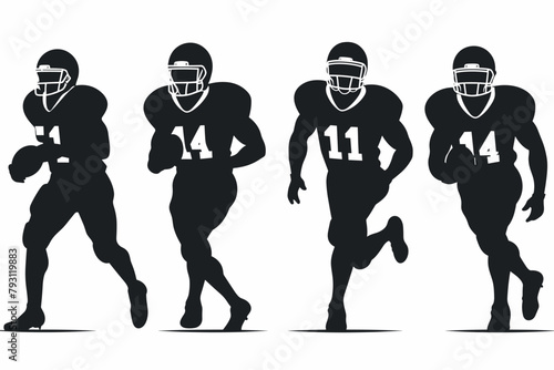 American Football Player Silhouette vector pack various pose set