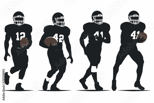 American Football Player Silhouette vector pack various pose set
