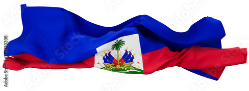 Vivid Flag of Haiti Dancing in the Breeze Against a Pitch-Black Backdrop