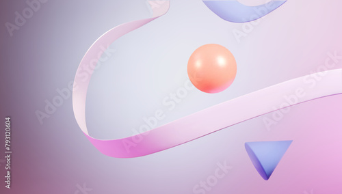 Abstract sphere light pink orange color. 3D modern background. Minimalism. Luxury renderings curves, ribbon. Creative minimal pastel color template for product displays. Vector illustration.