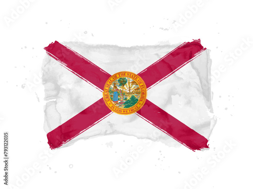 Flag of  Florida from brush strokes. United States of America. Watercolor style for your design. Flag State Florida on white background for your web site design, app, UI. EPS10.