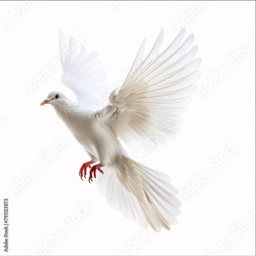 a white bird with red feet flying