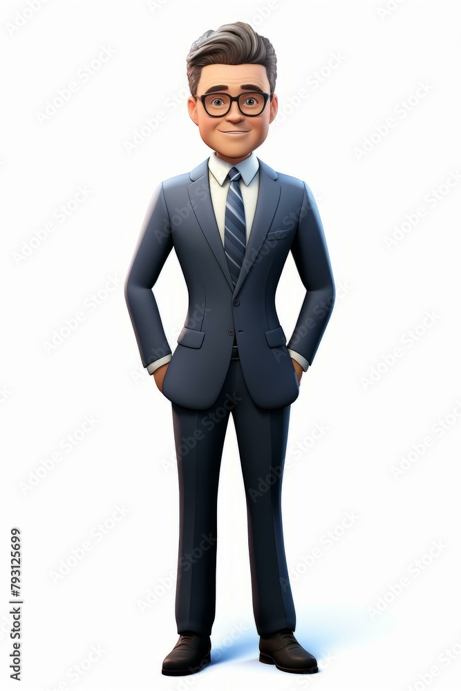 b'Confident businessman in suit standing with hands in pockets' b'Confident businessman in suit standing with hands in pockets'