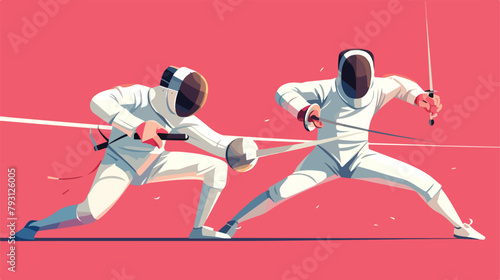 Two people doing fencing. Fencing championship vect